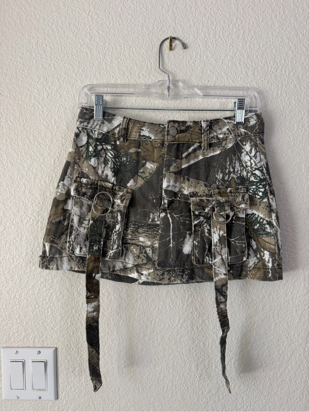 Rise Camo Cargo Utility Mini Skirt - 100% cotton - Grunge - y2k